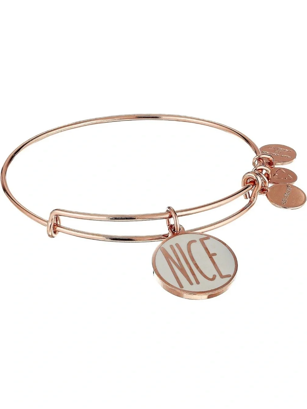 NWT! Alex and Ani Reversible Naughty Or Nice Charm Bangle Bracelet - Rose Gold